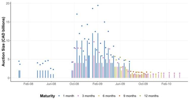 Figure 3: Auction and Bid Sizes, by Maturities